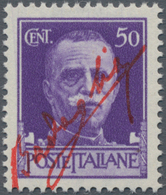 Italien: 1943, 50 Cent. Violet King Viktor Emanuel III. With Vermilion Red Overprint "firma Di Badog - Mint/hinged