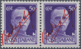 Italien: 1944. 50 C. Violet "Imperiale" With Vermilion Red Typographic Overprint "Signature Of Badog - Mint/hinged