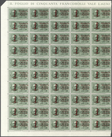 Italien: 1945, 1.25 L Light Green With Overprint In Original Sheet Of 50 Stamps, Mint Never Hinged, - Ongebruikt