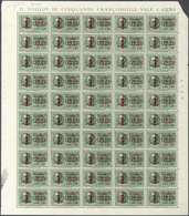 Italien: 1945, 1.25 L Light Green And 2.50 L Orange With Overprint In Two Original Sheets Of 50 Stam - Mint/hinged