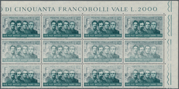 Italien: 1966, Filzi, Battisti, Chiesa And Sauro 40l. Block Of Twelve From Upper Right Corner With P - Neufs
