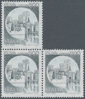 Italien: 1980, 600 L Simione Black/bluegreen In Block Of Three And With Color Printing In Barely Vis - Mint/hinged