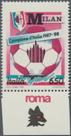 Italien: 1988, 650 L Multiple Colour "scudetto Al Milan" With Blue Color Instead Of Green, Margin On - Mint/hinged