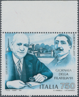 Italien: 1991, 750 L Multiple Colour With Margin On Top Only Printed In Green-blue, Mint Never Hinge - Mint/hinged