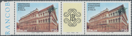 Italien: 1993. 100th Anniversary Of The National Bank. "Gutter Pair" Of Two Stamps And One Label, Wi - Mint/hinged
