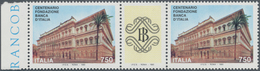 Italien: 1993. 100th Anniversary Of The National Bank. "Gutter Pair" Of Two Stamps And One Label, Wi - Ongebruikt