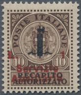 Italien - Gebührenmarken: Briefzustellung: 1945, 1 L Overprint In Red On 10 Cent. Brown, Mint Never - Fiscaux