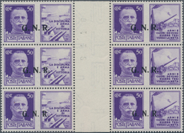 Italien - Militärpostmarken: Nationalgarde: 1943, 50 C Violet In Block Of Three Gutter Pairs Incl. S - Sonstige & Ohne Zuordnung