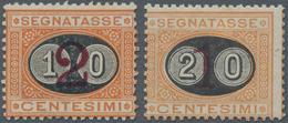 Italien - Portomarken: 1890/1891, Postage Due Provisionals 10c. On 2c. And 20c. On 1c. Orange/carmin - Impuestos