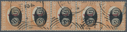 Italien - Portomarken: 1890, 20 Cent. On 1 Cent Orange/carmine Stripe Of Five Stamped, All Items In - Impuestos