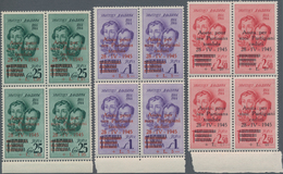 Italien - Lokalausgaben 1944/45 - Aosta: 1945, 25 C Green, 1 L Violet And 2.50 L Red With Overprint - Lokale/autonome Uitgaven