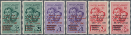 Italien - Lokalausgaben 1944/45 - Aosta: 1945, 25 C Green, 1 L Violet And 2.50 L Red Two Stamps Each - Emissions Locales/autonomes