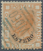 Italienische Post Im Ausland - Allgemeine Ausgabe: 1878/79: "MONTEVIDEO" Rare Bars Cancel In Azzuro - Otros & Sin Clasificación
