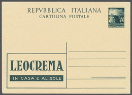 Italien - Ganzsachen: 1949, Stationery Card 15l. Green On Yellowish With Advertisement "LEOCREMA", U - Entiers Postaux