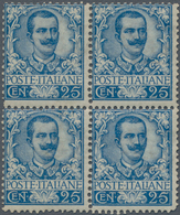 Italien - Besonderheiten: 1901, 25 Cent. Blue In Block Of Four Mint Never Hinged, Signed Diena And C - Ohne Zuordnung