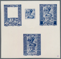 Jugoslawien: 1918. "Freedom For Croatia", 40 (Fil) Blue, Imperforated, White Chalky Paper, 115 X 109 - Autres & Non Classés