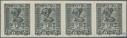 Jugoslawien: 1918. Freedom For Croatia. 25 (Fil) Dark Gray-green, IMPERFORATED, Smooth White Paper W - Andere & Zonder Classificatie