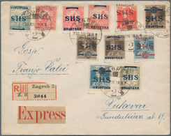 Jugoslawien: 1920, Registered Express Cover From "ZAGREB 19. JUN 1920" To Vukovar Bearing 14 Differe - Autres & Non Classés