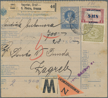 Jugoslawien: 1919. Old Austrian 12h Blue/white Trilingual Vale Declared COD Parcel Card Accompanying - Sonstige & Ohne Zuordnung