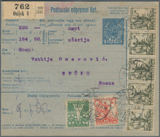 Jugoslawien: 1919, 10f Blue/bluish Old COD Parcel Card (Hungarian And Croatian Language) Accompanyin - Andere & Zonder Classificatie