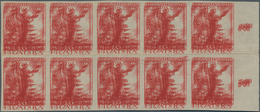 Jugoslawien: 1919. "Sailor With Standard". 10f Red, IMPERFORATED, Unused Horizontal Block Of Ten Wit - Sonstige & Ohne Zuordnung