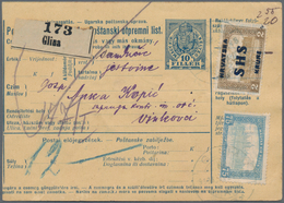 Jugoslawien: 1919. Two Old Hungarian Parcel Cards 10 F Blue/chamois With Additional Mixed Hungarian/ - Autres & Non Classés