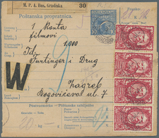 Jugoslawien: 1920. 10(h) Blue/chamois Old Bosnian "Sword" Type Parcel Card Accompanying A Film Reel - Other & Unclassified