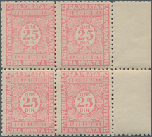 Jugoslawien - Portomarken: 1921/1931, 25din. Rose, Perf. 10½, Right Marginal Block Of Four, Mint Nev - Segnatasse