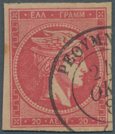 Kreta: 1881 GREEK POST OFFICE IN CRETE: "RETHYMNON 24.10.188?" Cds On 20 Lepta Large Hermes Head. Ve - Creta