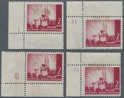 Kroatien: 1941 (15 Aug). Pictorials (Zagreb Cathedral). 2K Brown-carmine, Ordinary Paper, Four Mint - Croazia