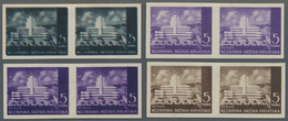 Kroatien: 1942 (7 Sep). Pictorials (Modern Building In Zemun). COLOUR TRIALS . 5K Black On Blue, Vio - Croatia