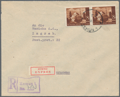 Kroatien: 1942. Registered, Express Letter To A Business In ZAGREB, Franked 8K Deep Brown (horizonta - Kroatien