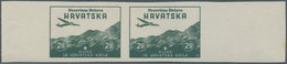 Kroatien: 1942 (25 Mar). Aviation Fund. 2.50K + 2.50K Deep Green, IMPERF, Thinner White Ungummed Pap - Croatie