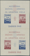 Kroatien: 1942 (25 Mar). Aviation Fund. 2K + 8K Claret And 3K + 12K Blue, IMPERF, Colours As The Iss - Croatia