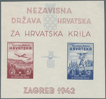 Kroatien: 1942, 2 K + 8 K Lake And 3 K + 12 K Blue Aviation Fund, Additionally 3 K + 12 K Blue And 2 - Croazia