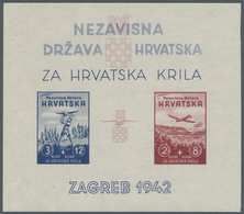 Kroatien: 1942. Aviation Fund. 3K + 12 K Deep Blue And 2 K + 8 K Brown-carmine, Imperforated, In Iss - Croatie