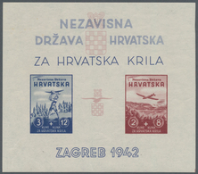 Kroatien: 1942. Aviation Fund. 3K + 12 K Deep Blue And 2 K + 8 K Brown-carmine, Imperforated, In Iss - Croacia