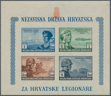 Kroatien: 1943, (July 15th), Croat Legion Relief Fund, Mint Never Hinged Miniature Sheet, Perf. L 11 - Kroatië