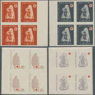 Kroatien: CROATIA: 1943. Red Cross Fund. Two Sets Of Ten In Mint Never Hinged Marginal Blocks Of Fou - Kroatië