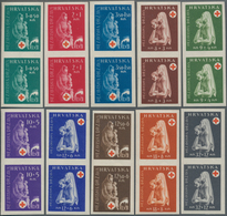 Kroatien: CROATIA: 1943. Red Cross Fund. Two Sets Of Ten In Mint Never Hinged Vertical Pairs, IMPERF - Kroatië