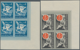 Kroatien: 1944. Postal And Railway Employees Fund. Set Of Four, IMPERFORATED, All In Matched, Mint N - Croatia
