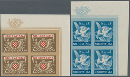 Kroatien: CROATIA 1944. Postal And Railway Employees 'Relief Fund. Set Of Four, IMPERFORATED In Mint - Croatia