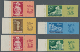 Kroatien: 1944. War Invalids Relief Fund. 7K + 3,50 K Claret, Red And Rose, 16 K + 8 K Blue-green An - Croatia