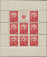 Kroatien: 1944. Labour Front.3.50K + 1K Scarlet, PERFORATION L 14 1/2. Mint Never Hinged Sheetlet Of - Croatia