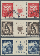 Kroatien: 1944, Labour Front (D.R.S.), 3,50 K+1 K Scarlet, 12,50K+6 K Sepia And 18K+9 K Blue, Set Of - Croatia