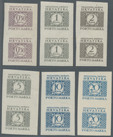 Kroatien - Portomarken: 1942. Postage Due. Set Of Six, Imperforated, In Mint Nver Hinged Vertical Pa - Kroatien