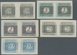 Kroatien - Portomarken: 1943/1944. Postage Due. 0,50K Grey-brown, 1 K Grey-brown/light Blue, 5 K Gre - Croatie