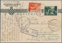 Kroatien - Ganzsachen: 1942. 1.50K Deep Green And Black/old White Postal Stationary Card, Two Used E - Kroatien