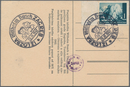 Kroatien - Stempel: 1942. "Wilhelm Busch Exhibition Zagreb". Colourful Post Card Depicting "Max And - Kroatië