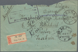 Lettland: 1918/1919, Registered Letter From " RIGA 19 12 18" With Cyrillic Postmark 29/12/18 Held In - Letland